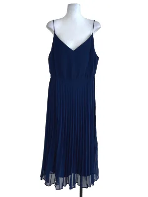 Navy Pleated Dress
