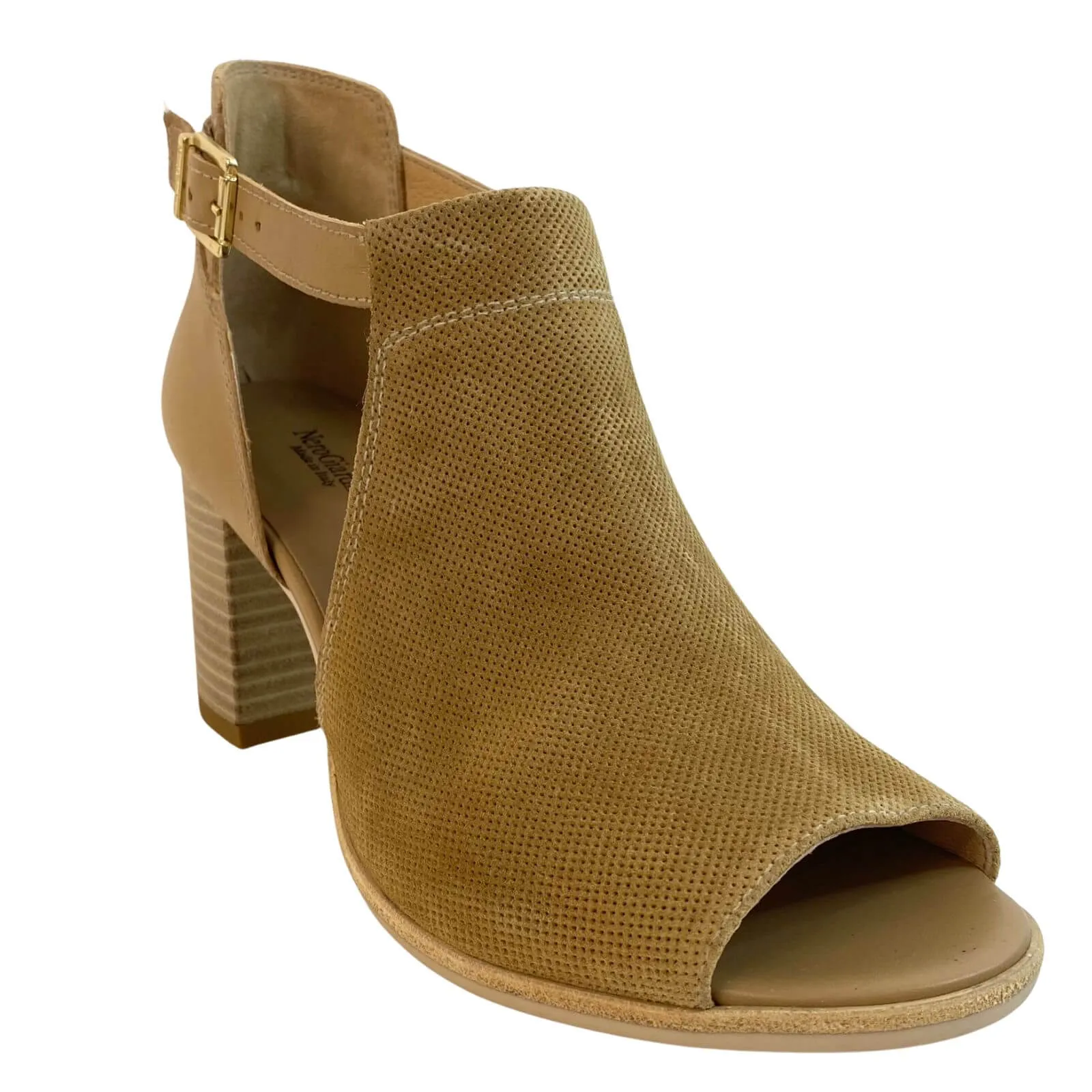 NeroGiardini Tan Leather Open Toe Shoes