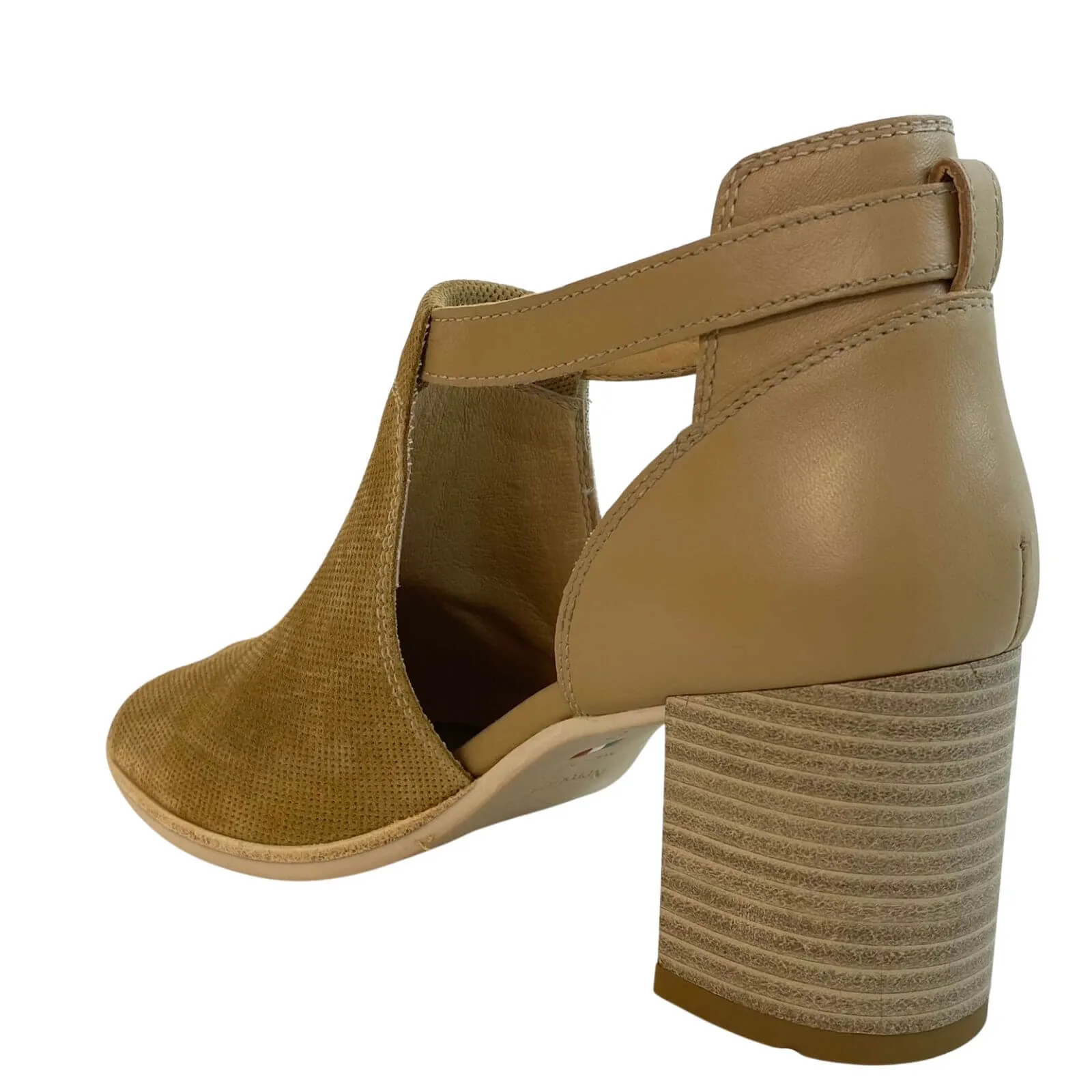 NeroGiardini Tan Leather Open Toe Shoes