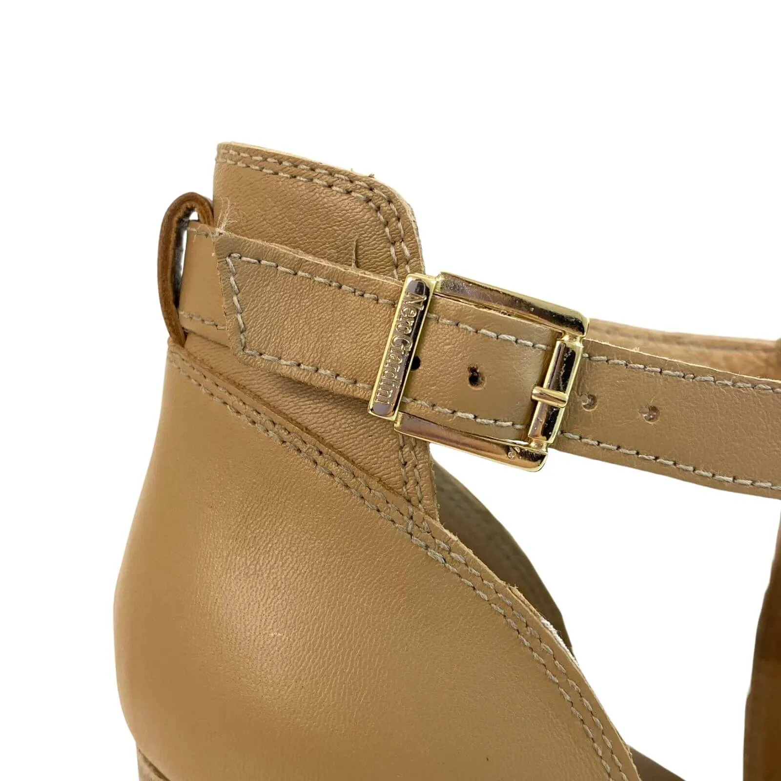 NeroGiardini Tan Leather Open Toe Shoes