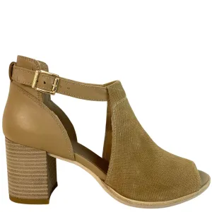 NeroGiardini Tan Leather Open Toe Shoes