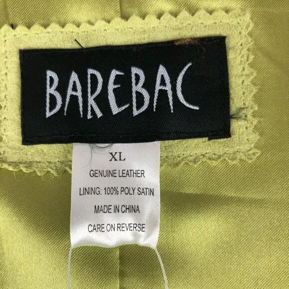 New‎ Bare Bac Jacket Womens XL Lime Brocade Leather Suede Full Zip Pockets