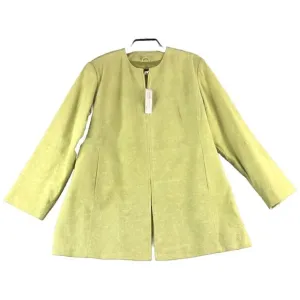 New‎ Bare Bac Jacket Womens XL Lime Brocade Leather Suede Full Zip Pockets