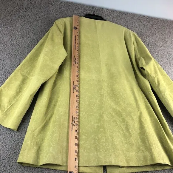 New‎ Bare Bac Jacket Womens XL Lime Brocade Leather Suede Full Zip Pockets
