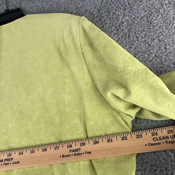 New‎ Bare Bac Jacket Womens XL Lime Brocade Leather Suede Full Zip Pockets