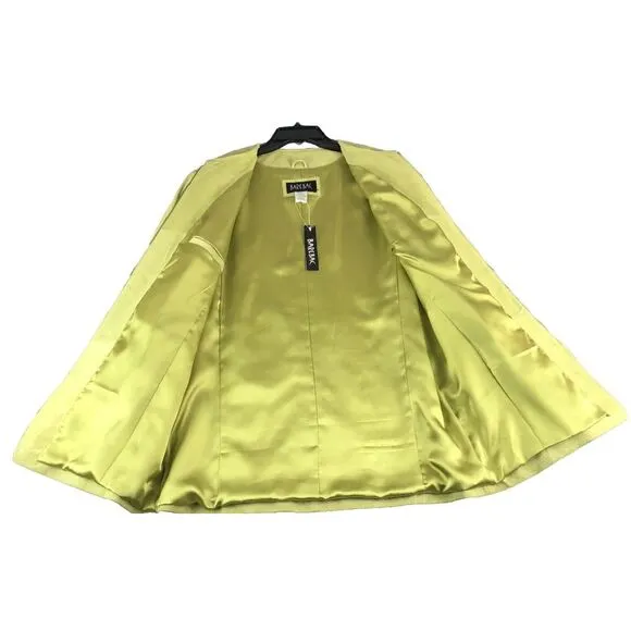 New‎ Bare Bac Jacket Womens XL Lime Brocade Leather Suede Full Zip Pockets