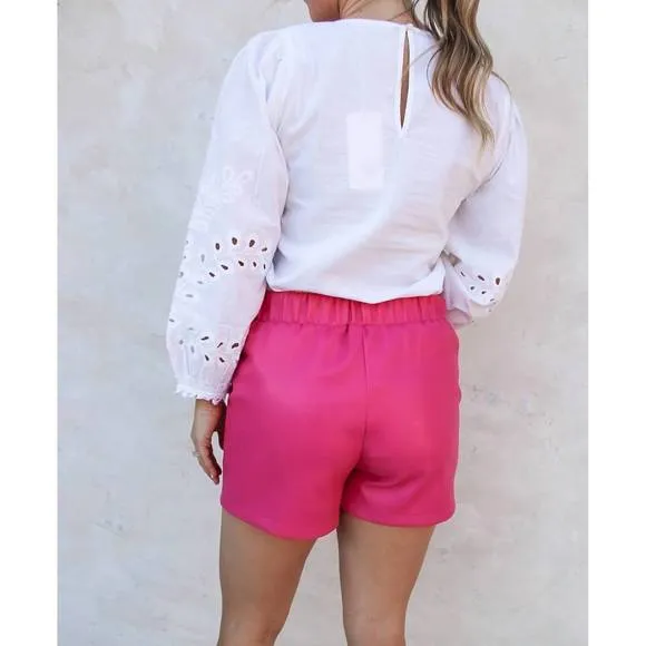 NEW DOLCE CABO vegan leather short in hot pink