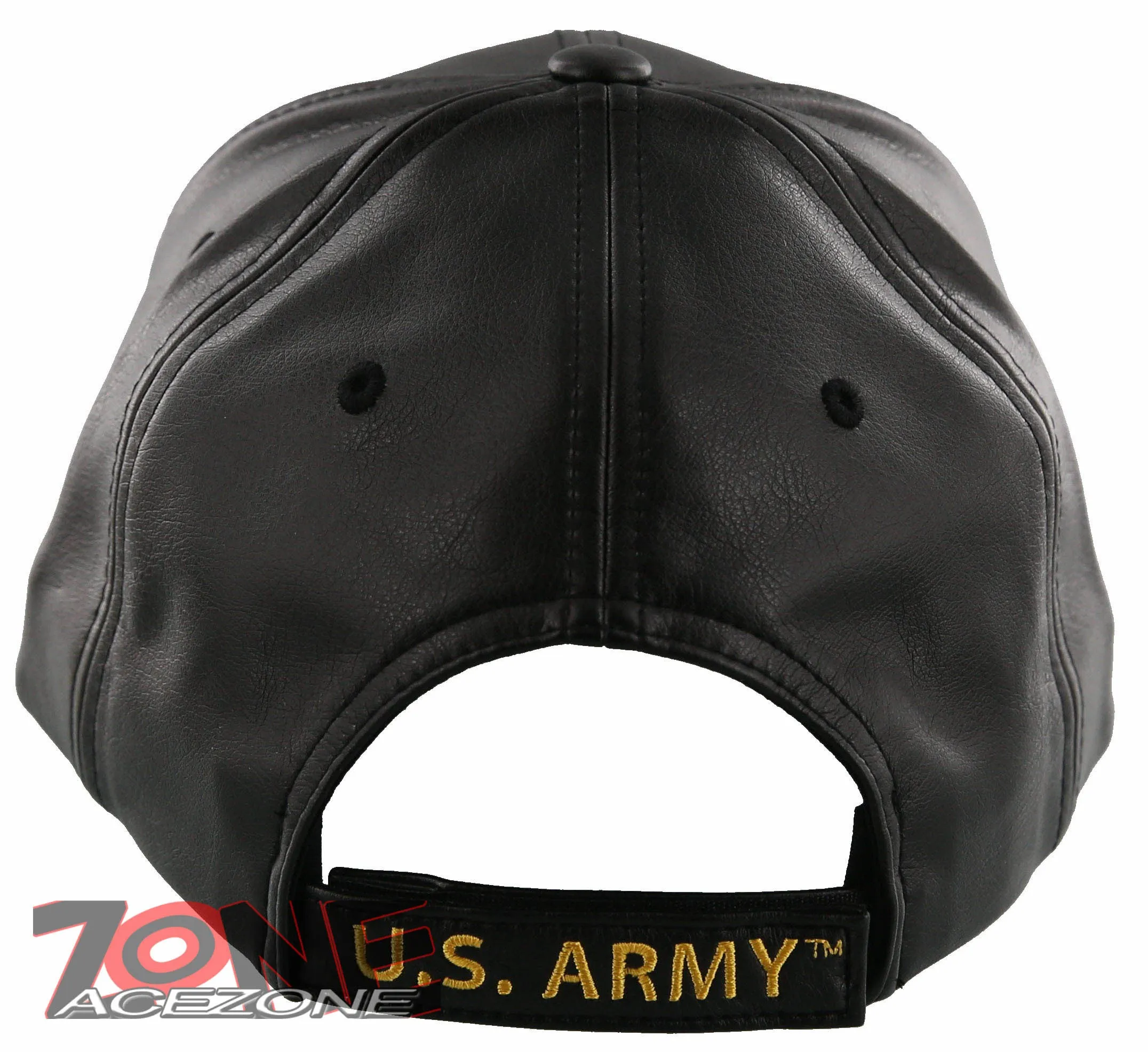 NEW! US ARMY LEAF FAUX LEATHER BALL CAP HAT BLACK