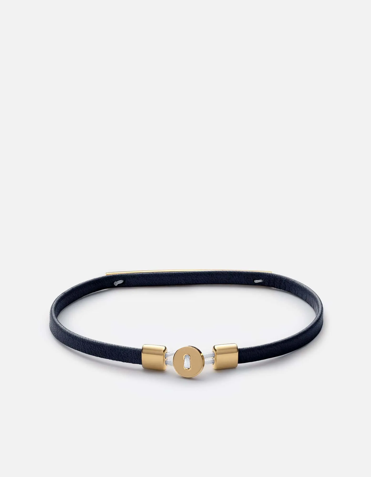 Nexus ID Leather Bracelet, Gold Vermeil