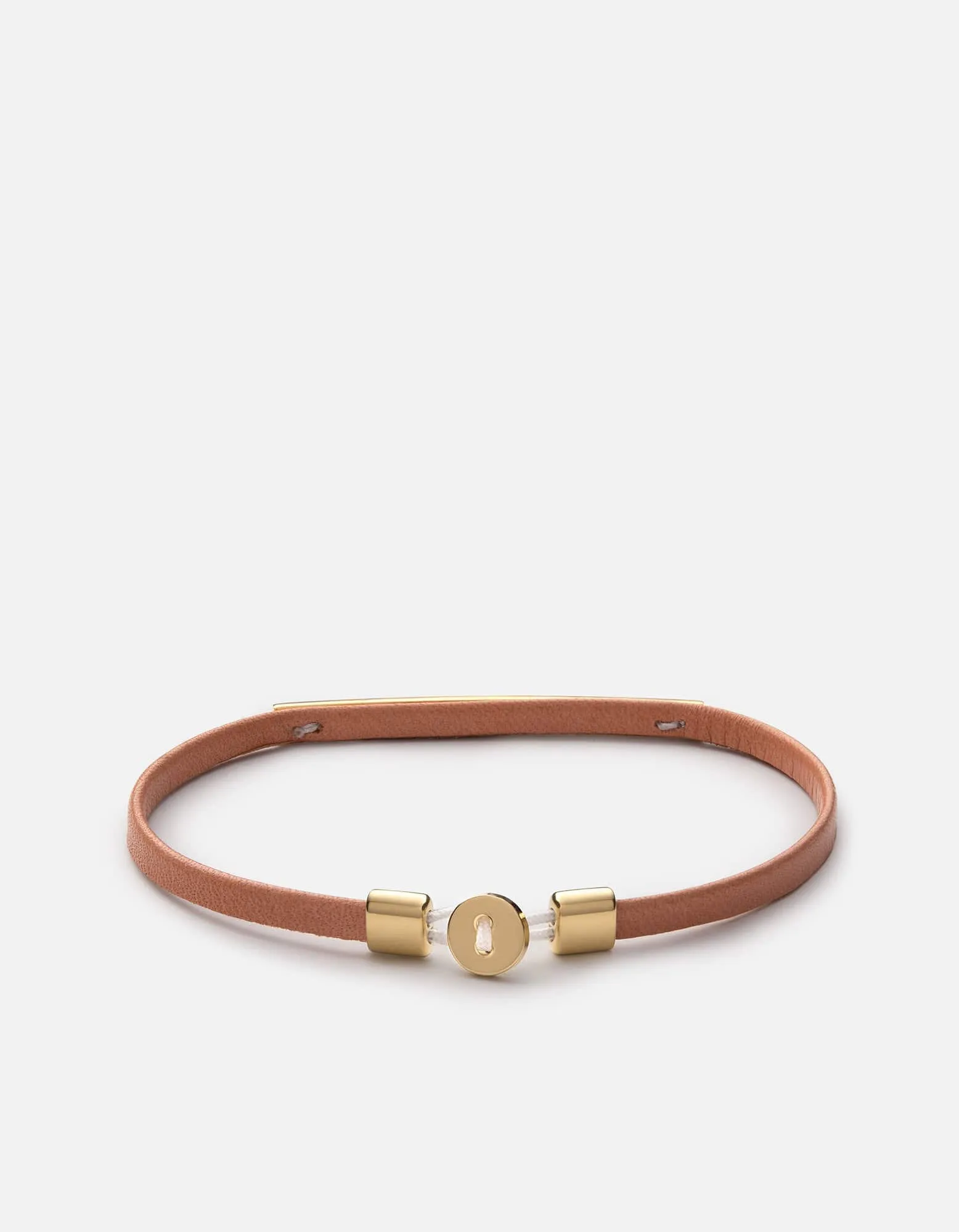 Nexus ID Leather Bracelet, Gold Vermeil