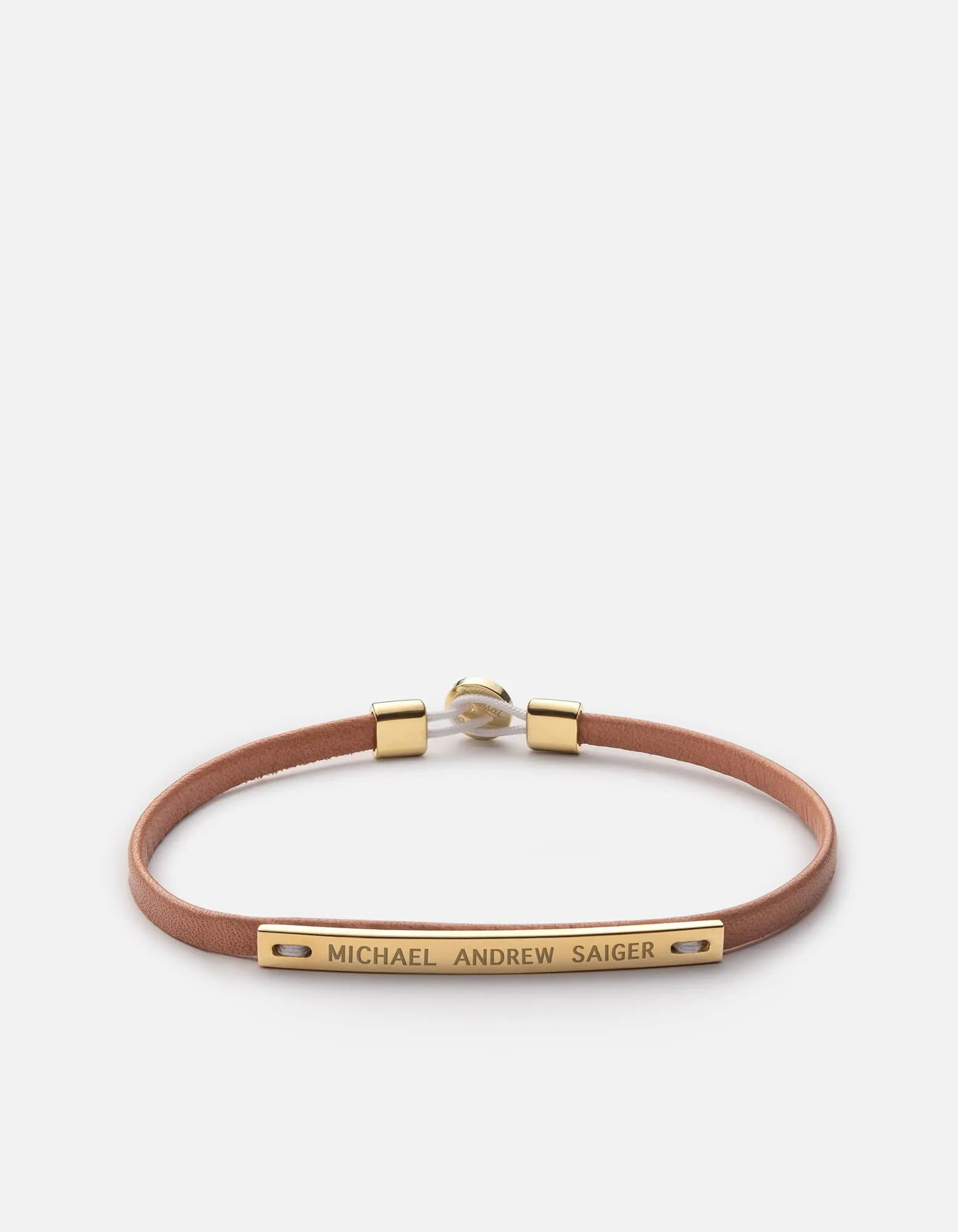 Nexus ID Leather Bracelet, Gold Vermeil