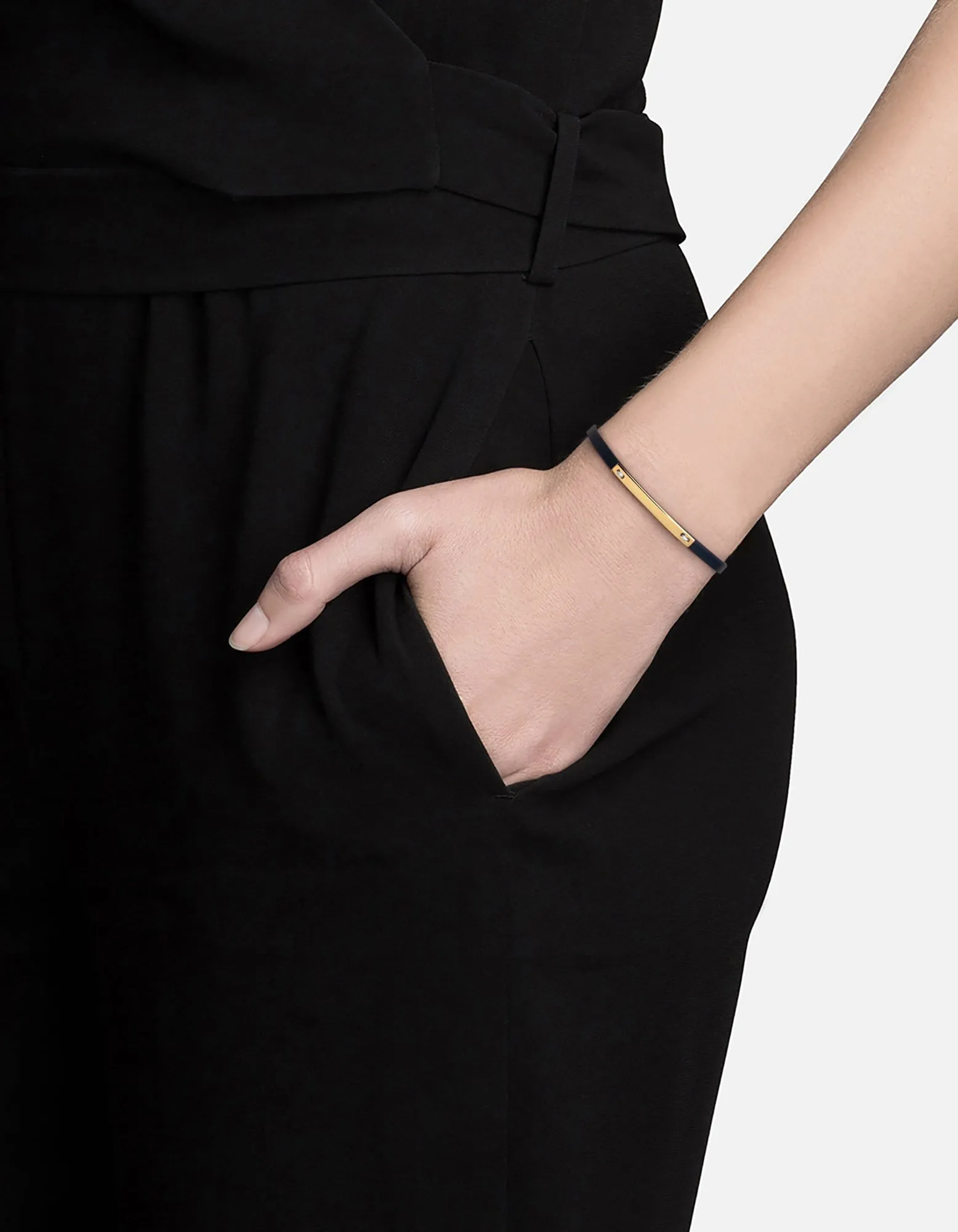 Nexus ID Leather Bracelet, Gold Vermeil