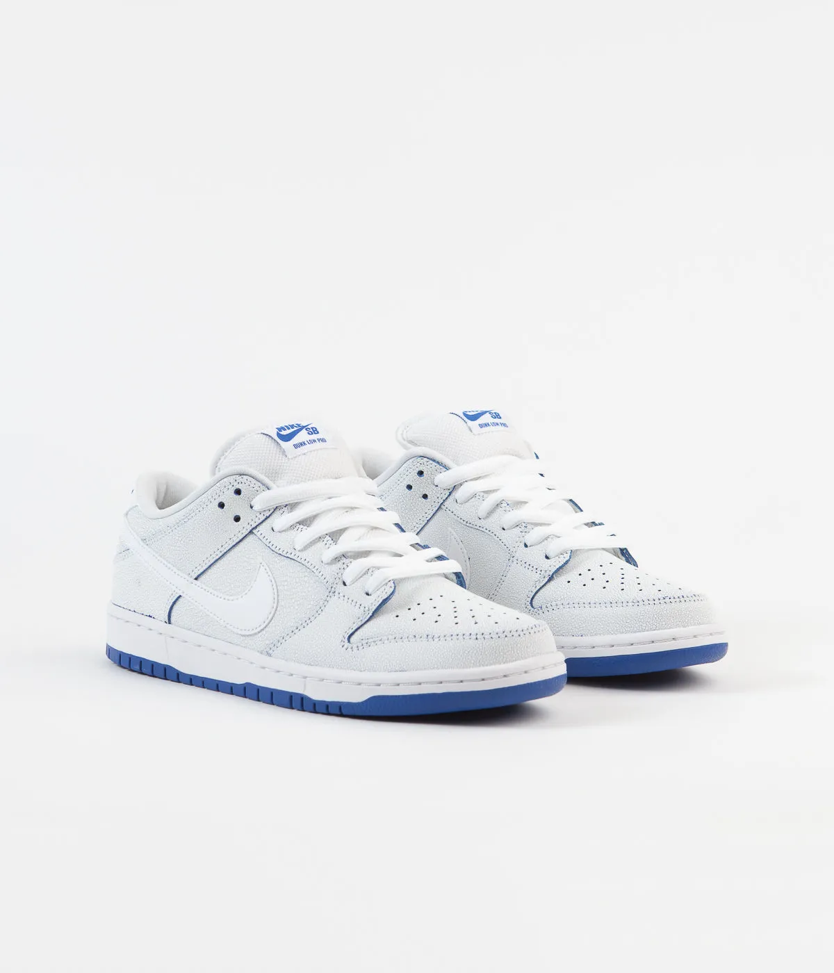 Nike SB Dunk Low Pro Premium Shoes - White / White - Game Royal
