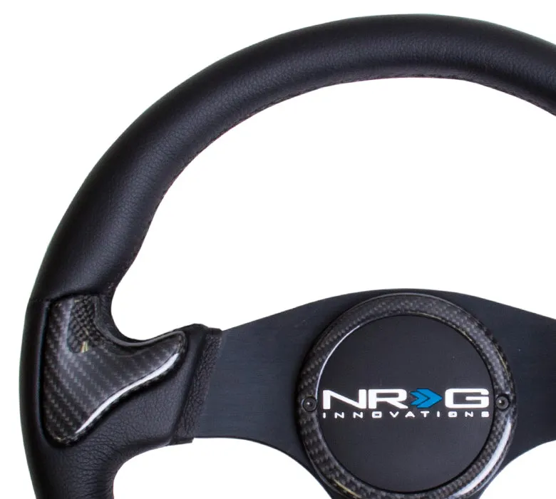 NRG ST-014CFBK 350mm Black frame Black Stitching with Horn Cover Carbon Fiber Steering Wheel