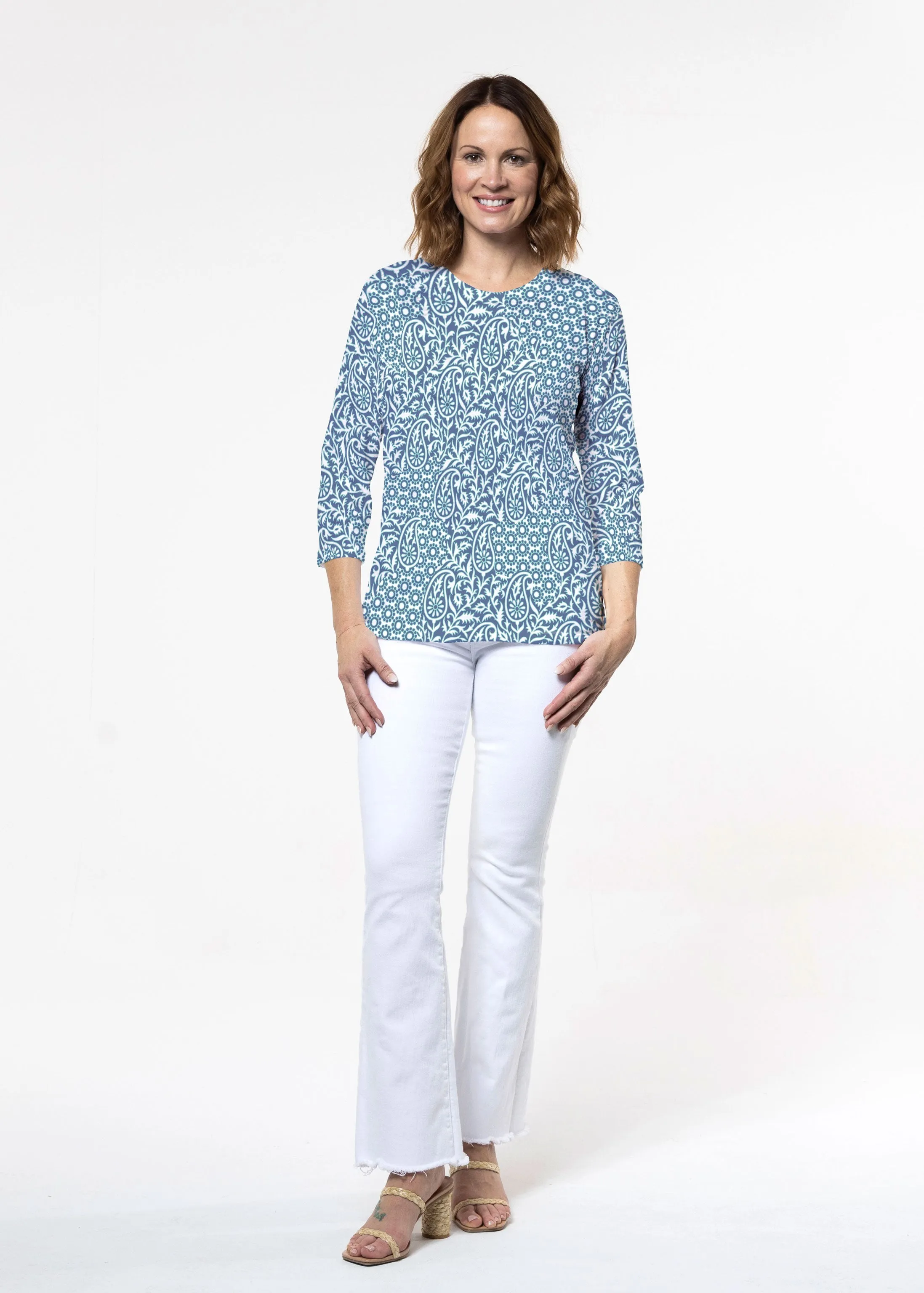 Oakley Blue (8114) ~ Signature 3/4 Sleeve Crew Neck Top