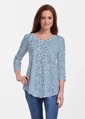 Oakley Blue (8114) ~ V-neck Flowy Tunic