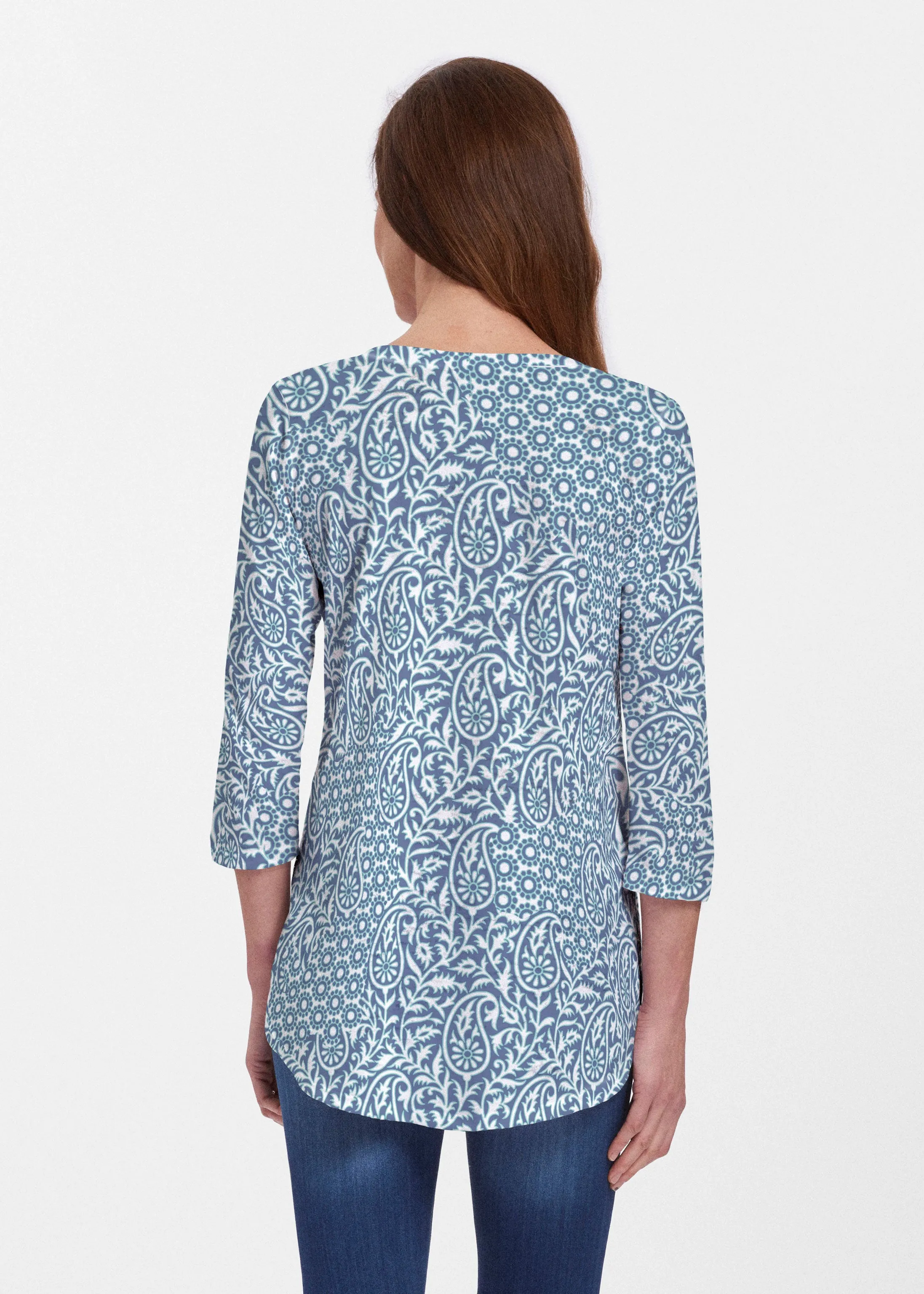 Oakley Blue (8114) ~ V-neck Flowy Tunic