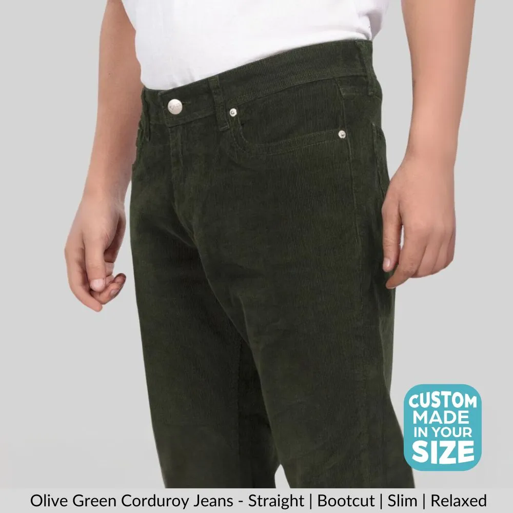 Olive Green Stretch Corduroy Jeans