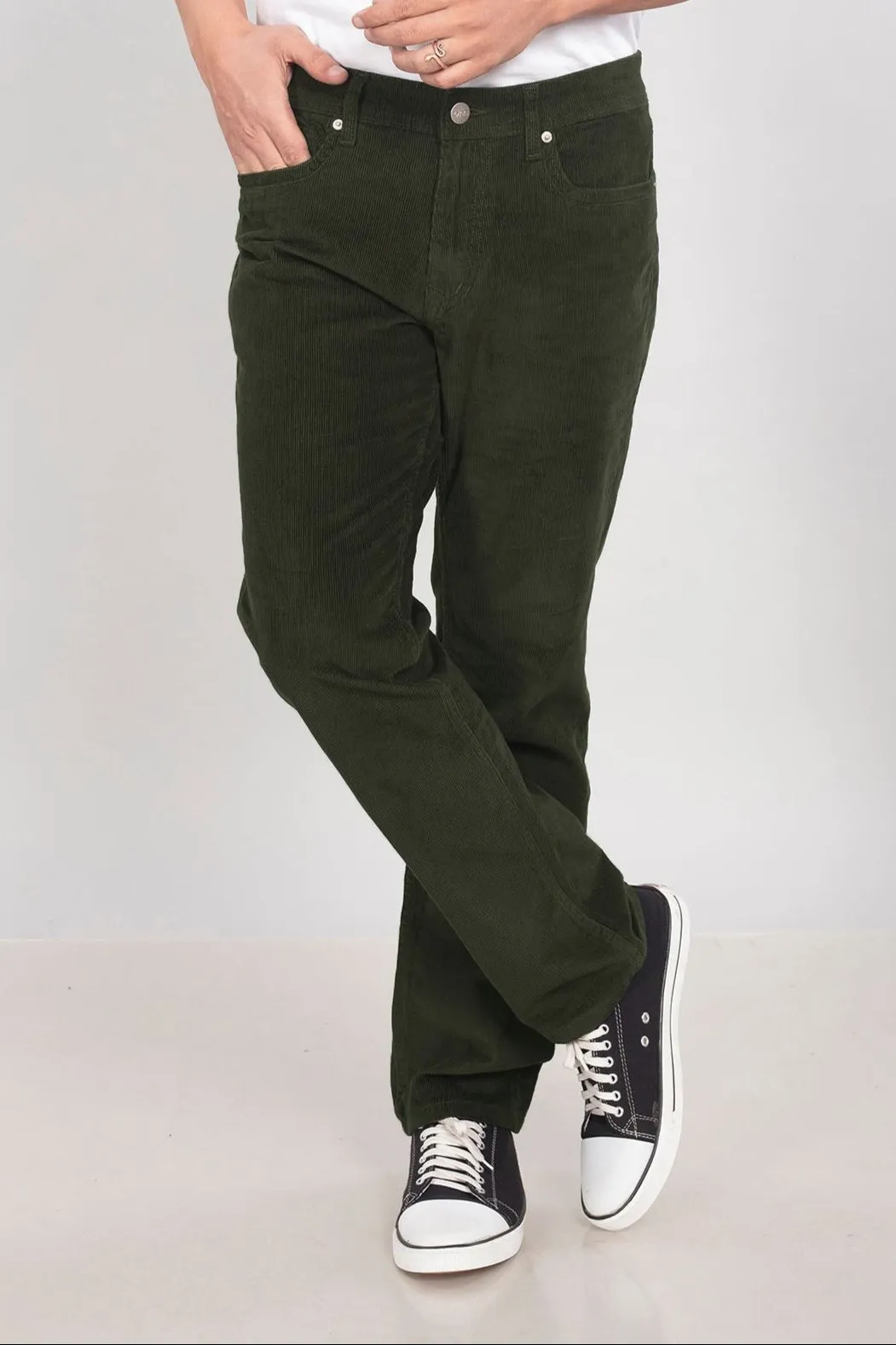 Olive Green Stretch Corduroy Jeans