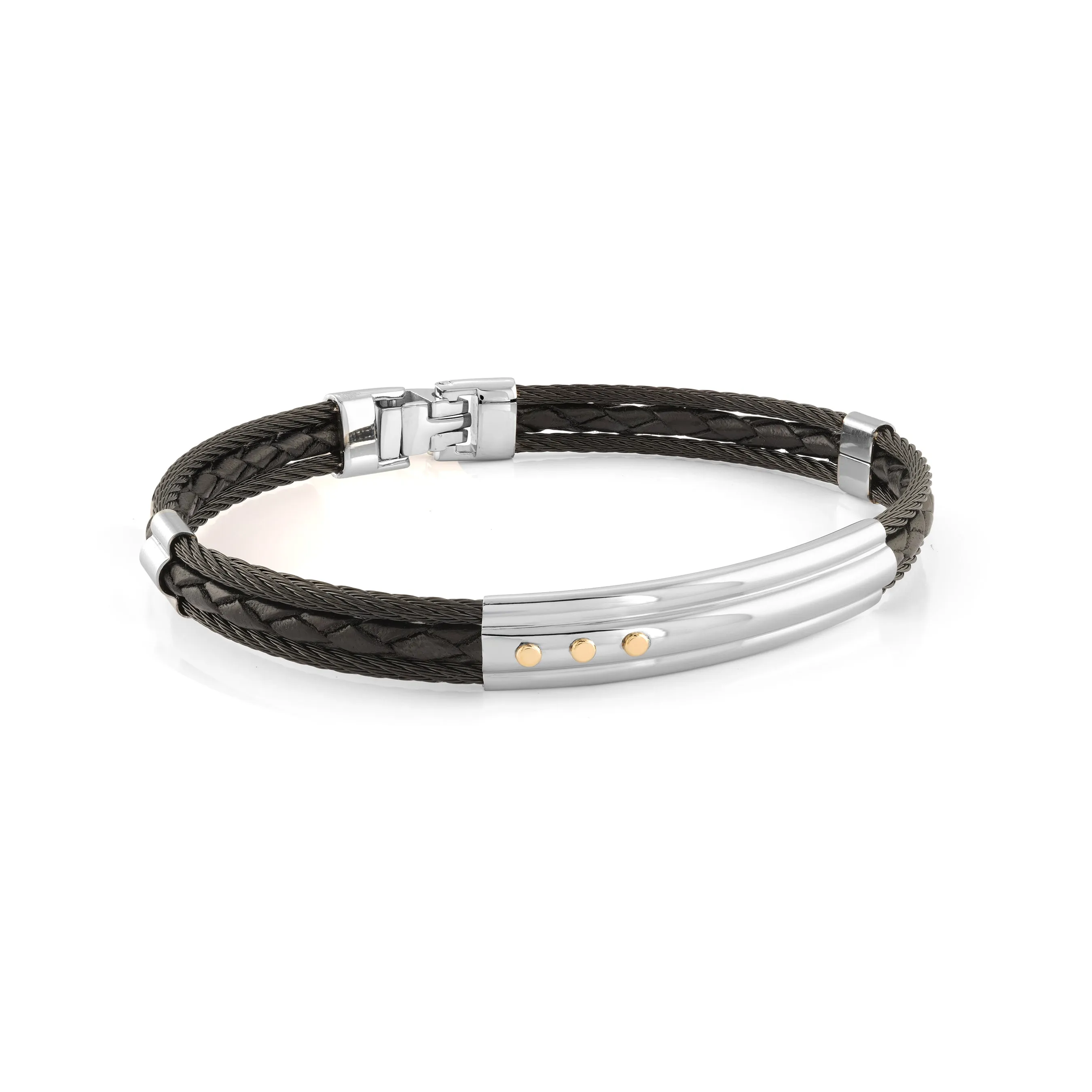 Onyx Steel & Leather Bracelet