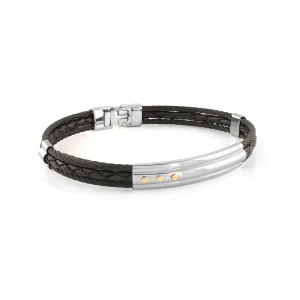 Onyx Steel & Leather Bracelet