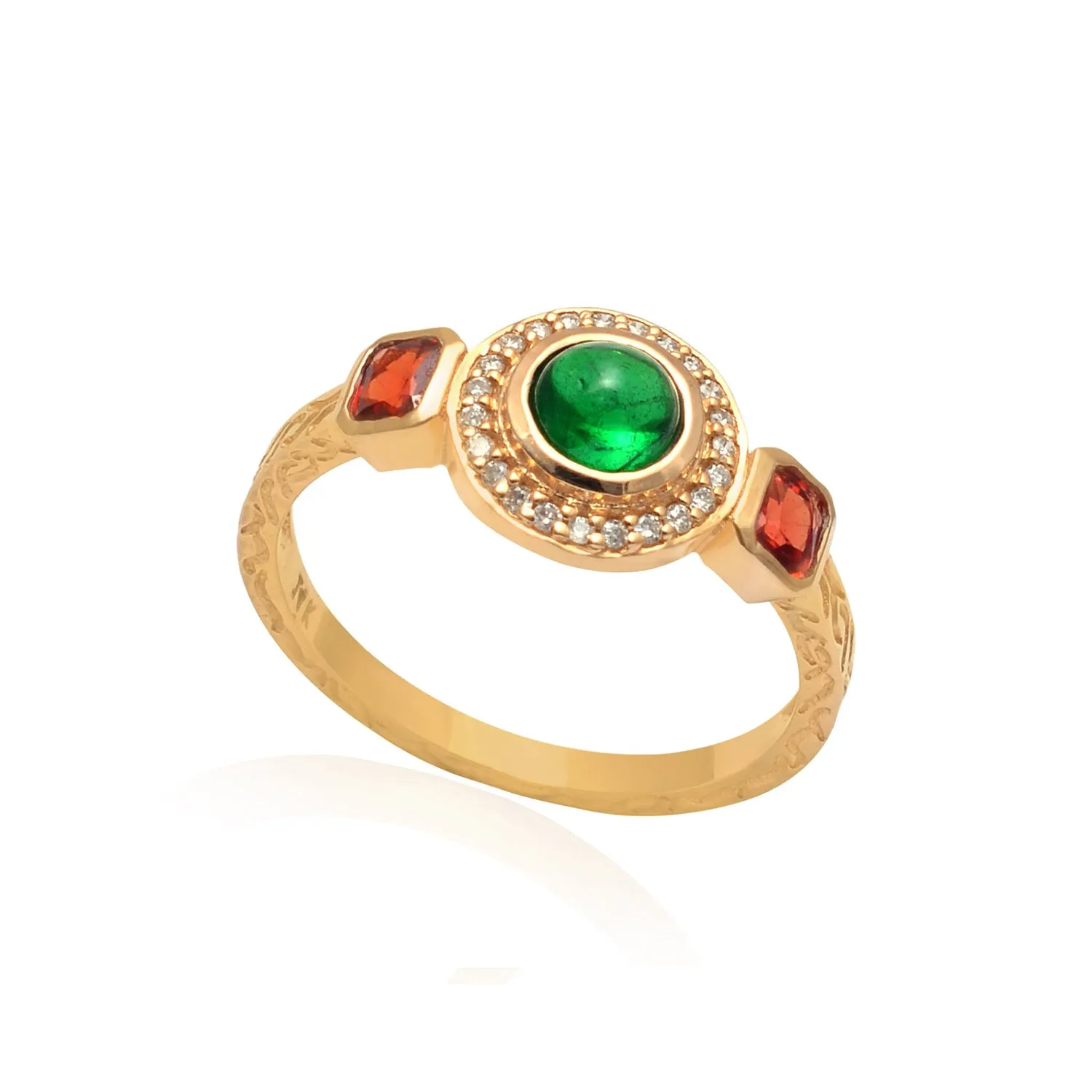 Orange Sapphire Tsavorite Diamond Dress Ring
