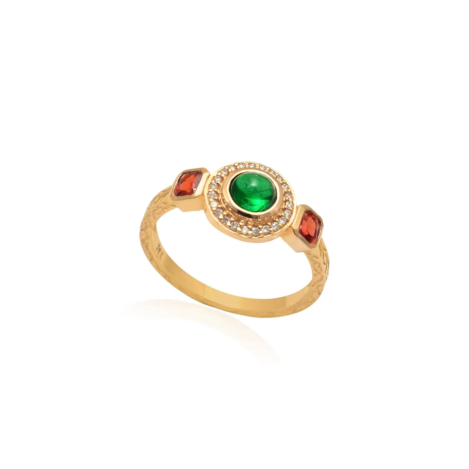 Orange Sapphire Tsavorite Diamond Dress Ring