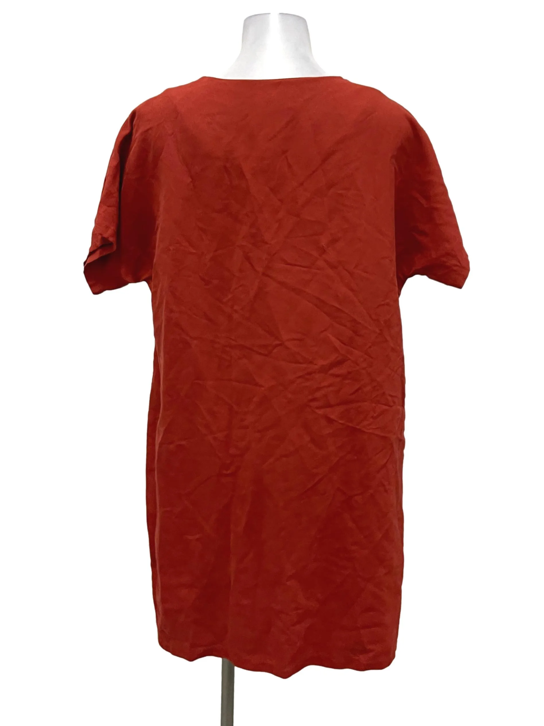 Orange V-Neck Shift Mini Dress OSN