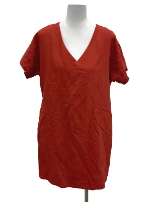 Orange V-Neck Shift Mini Dress OSN