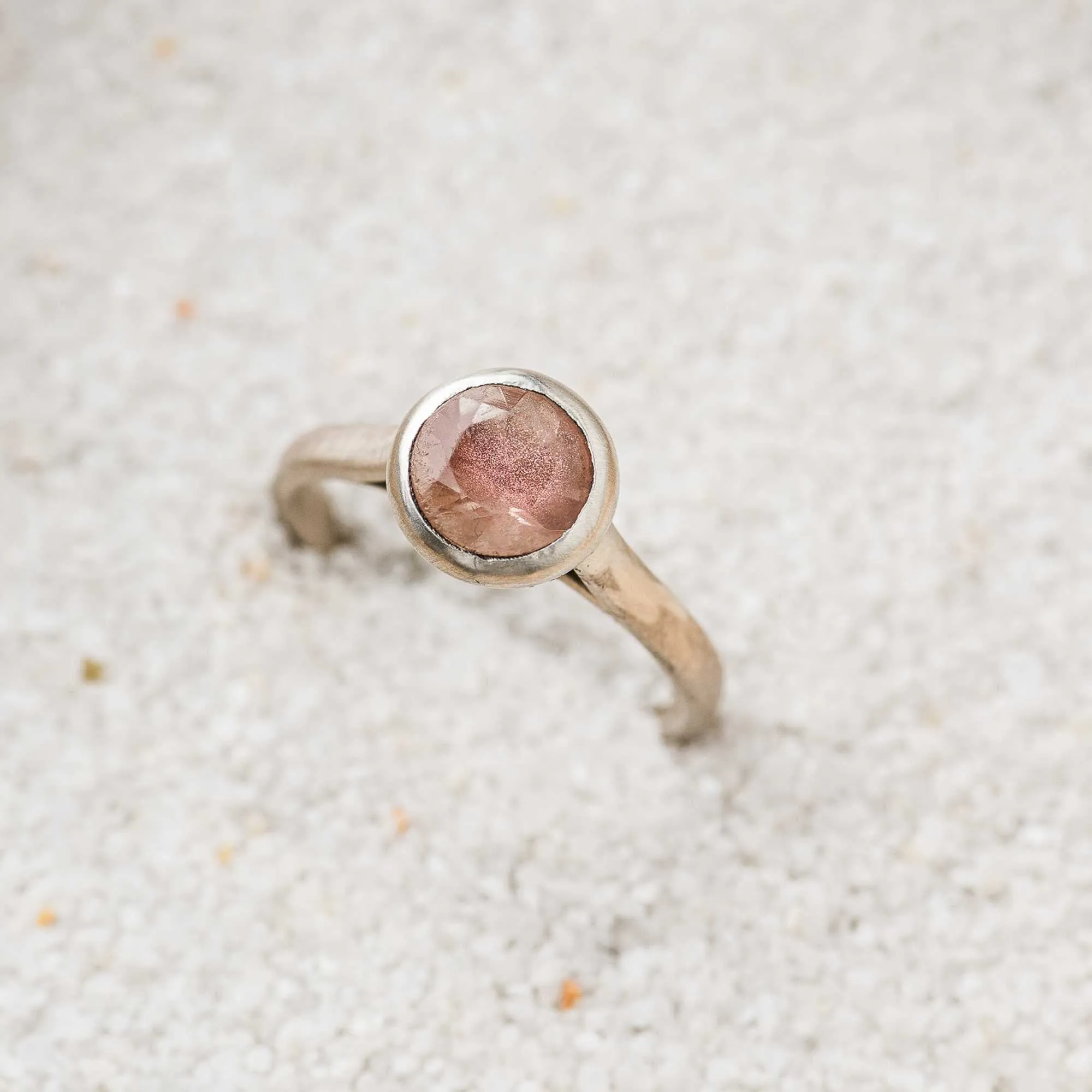 Oregon Sunstone Bezel-Set Cathedral Ring
