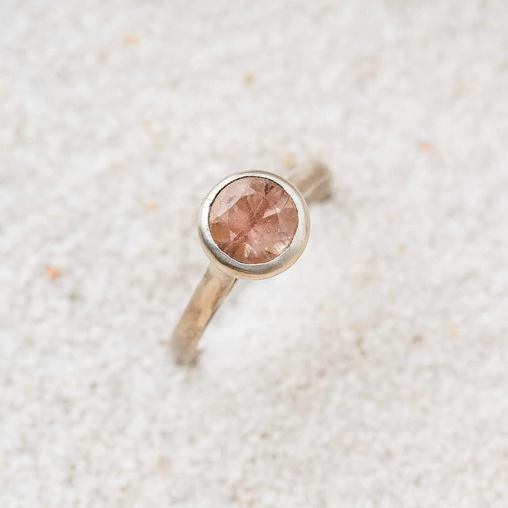 Oregon Sunstone Bezel-Set Cathedral Ring
