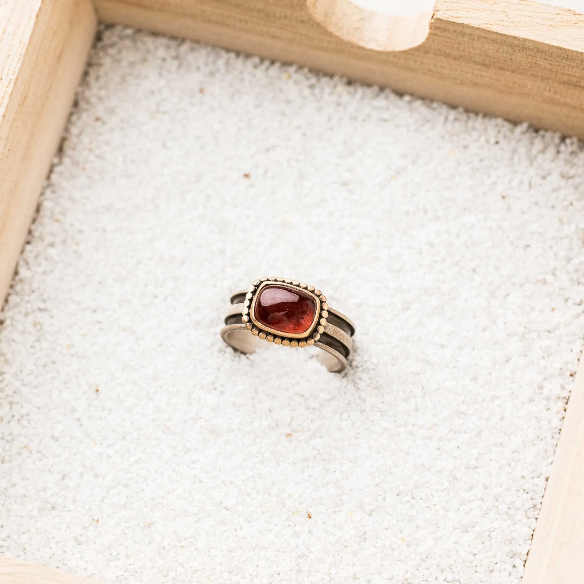 Oregon Sunstone East-West Rectangle Ring with 14k Frame