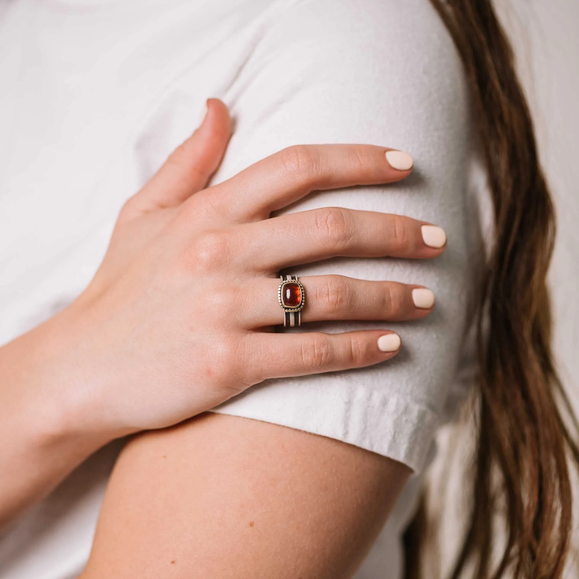 Oregon Sunstone East-West Rectangle Ring with 14k Frame