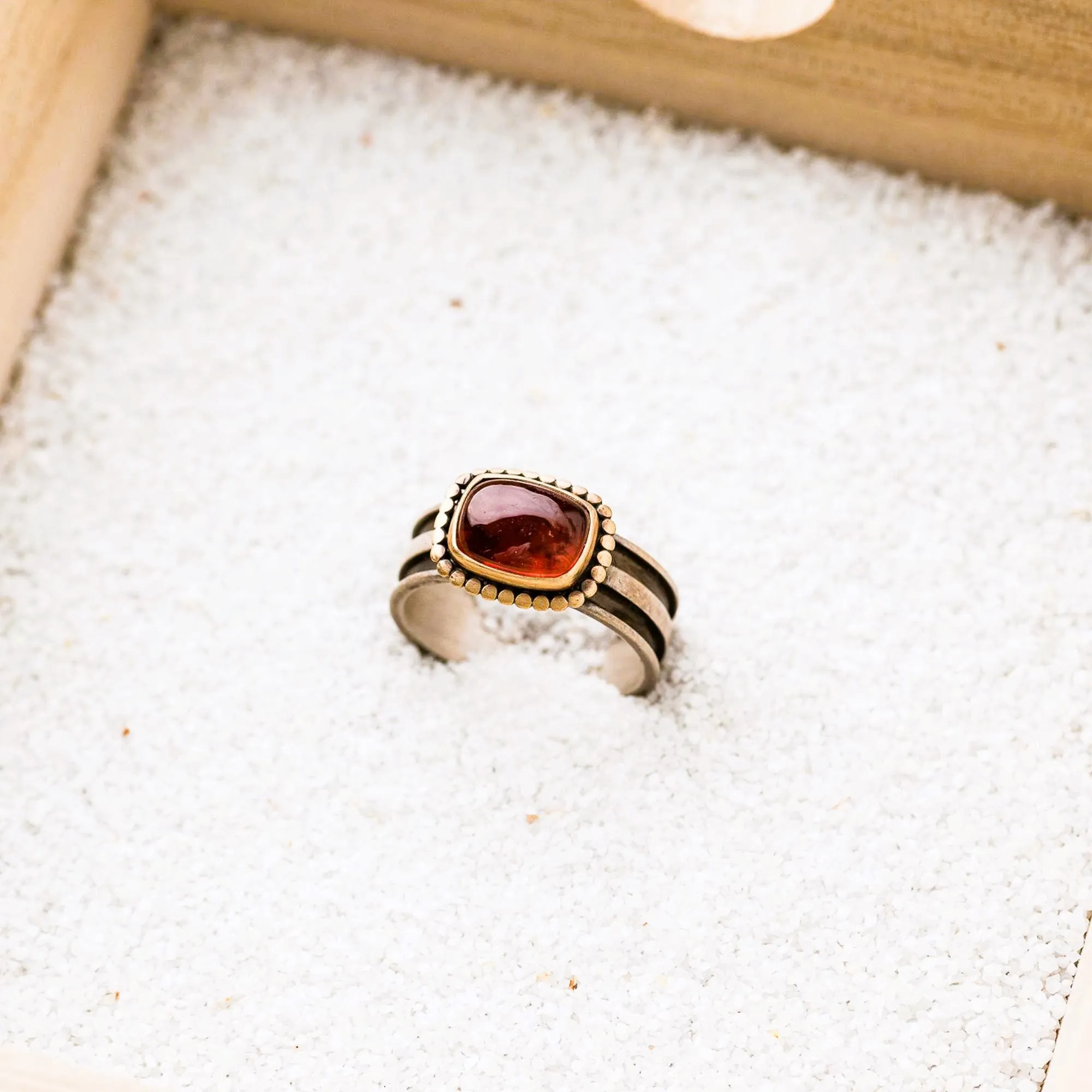 Oregon Sunstone East-West Rectangle Ring with 14k Frame