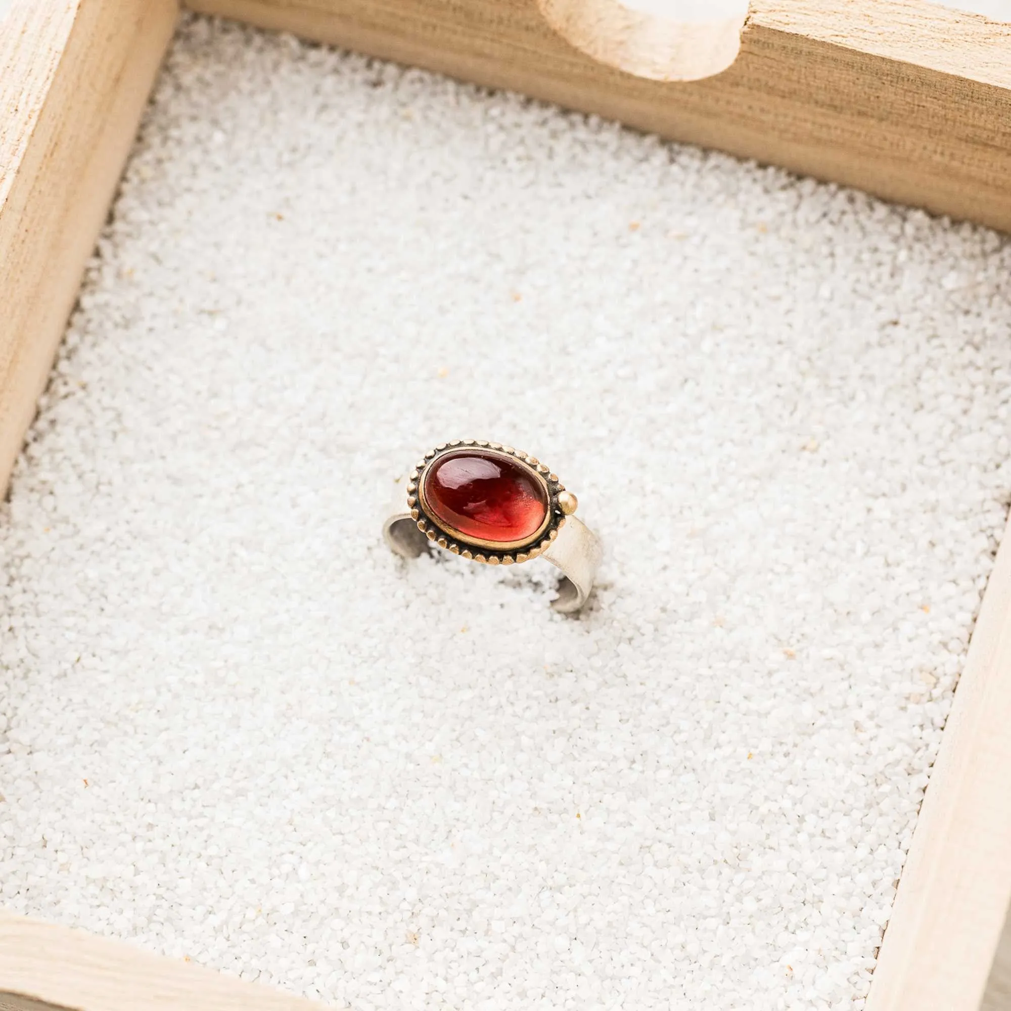 Oregon Sunstone East-West Ring with 14k Dot and Frame