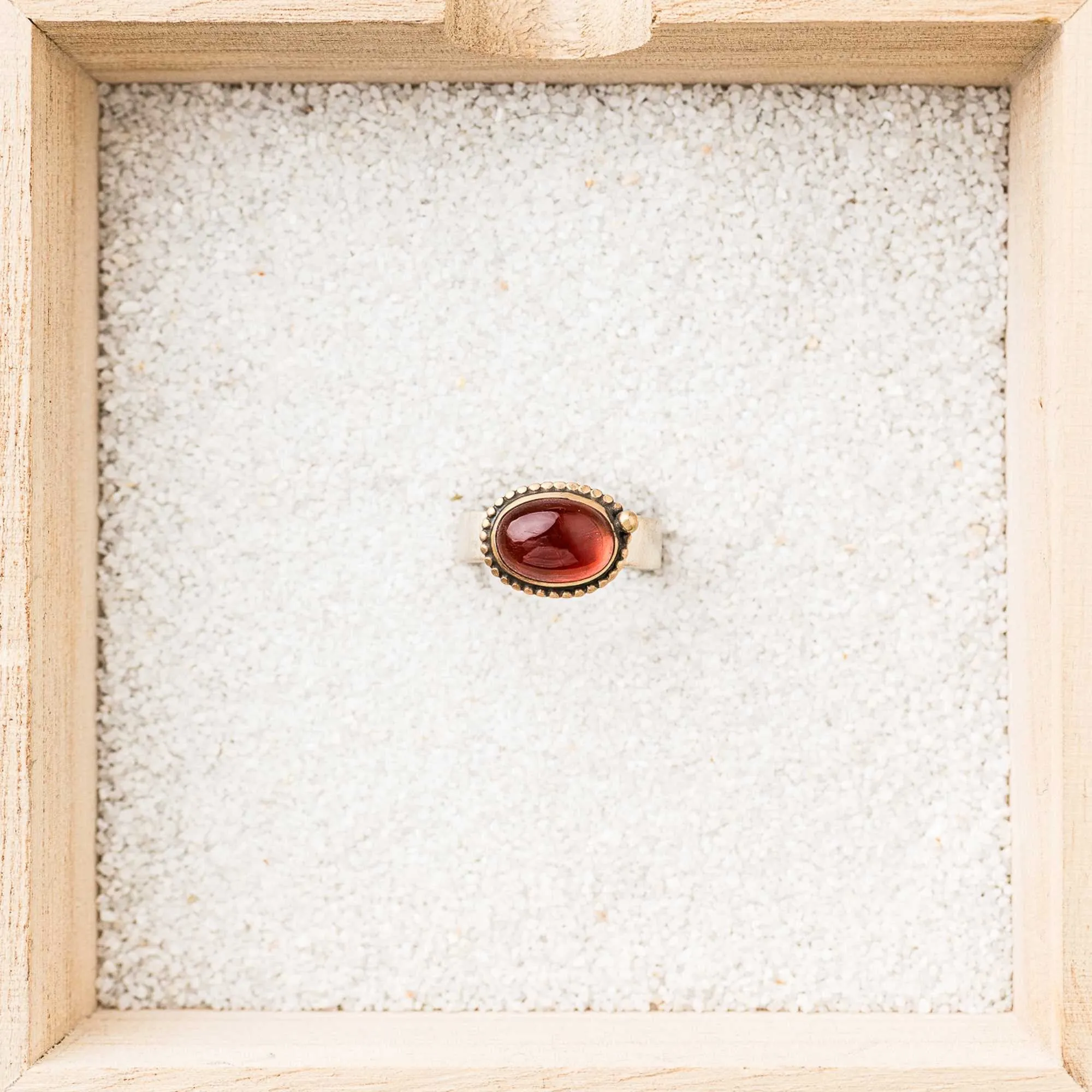 Oregon Sunstone East-West Ring with 14k Dot and Frame