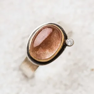Oregon Sunstone East-West Ring with White Topaz