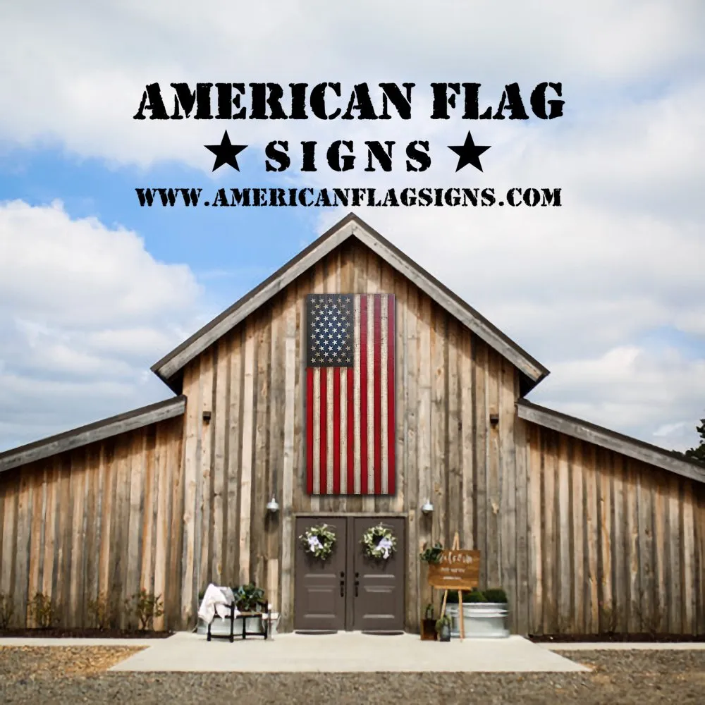 Oversized Vertical American Flag - Giant Wood Flags