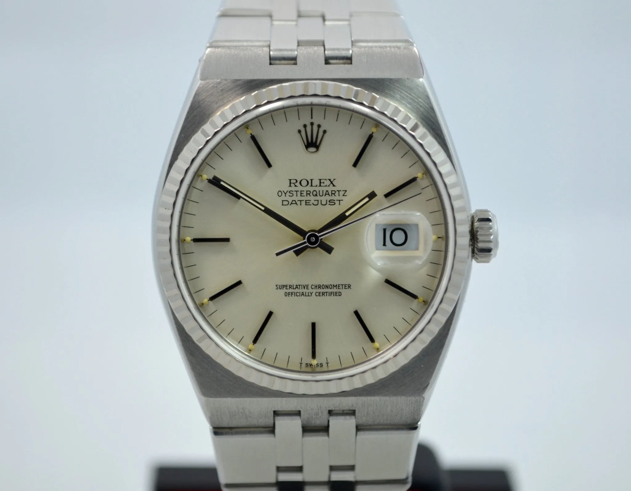 Oysterquartz 17014 Datejust Steel 18K Wristwatch 1985 Box Papers