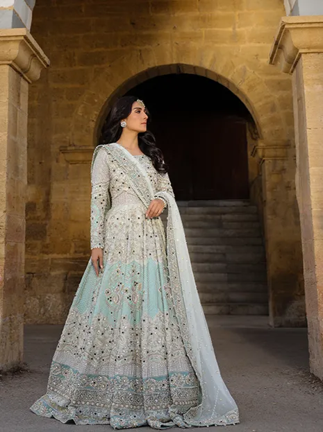 Pakistani Bridal Dress in Premium Gown Dupatta Style