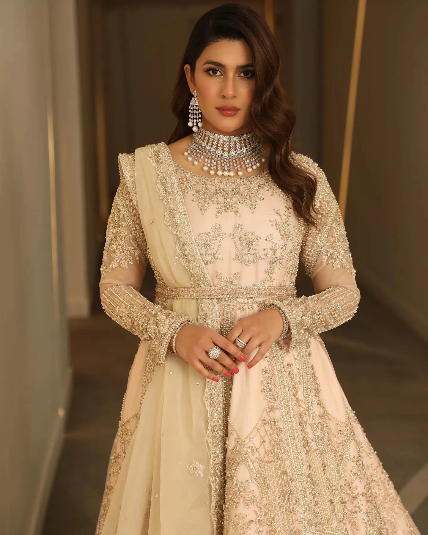 Pakistani Bridal Frock with Tail Lehenga Dress #BS923