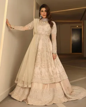 Pakistani Bridal Frock with Tail Lehenga Dress #BS923