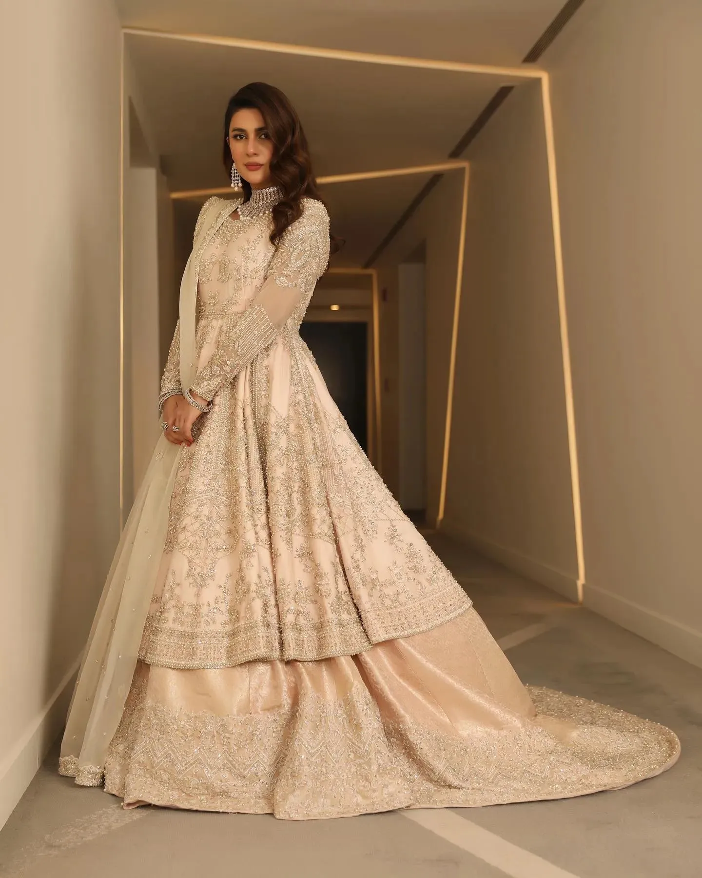 Pakistani Bridal Frock with Tail Lehenga Dress #BS923