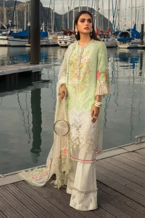 Pakistani Luxury Lawn Suit in Apple Green Color #G5002