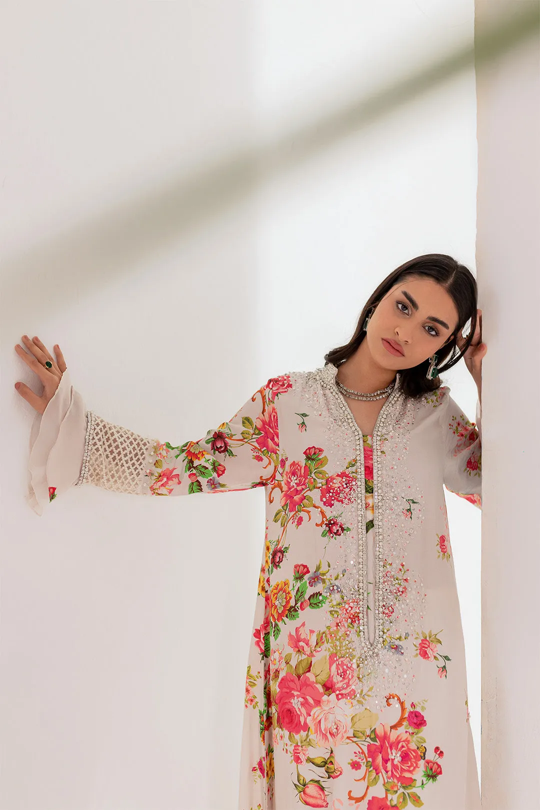 Pakistani Party Dress in Premium Raw Silk Kaftaan Style