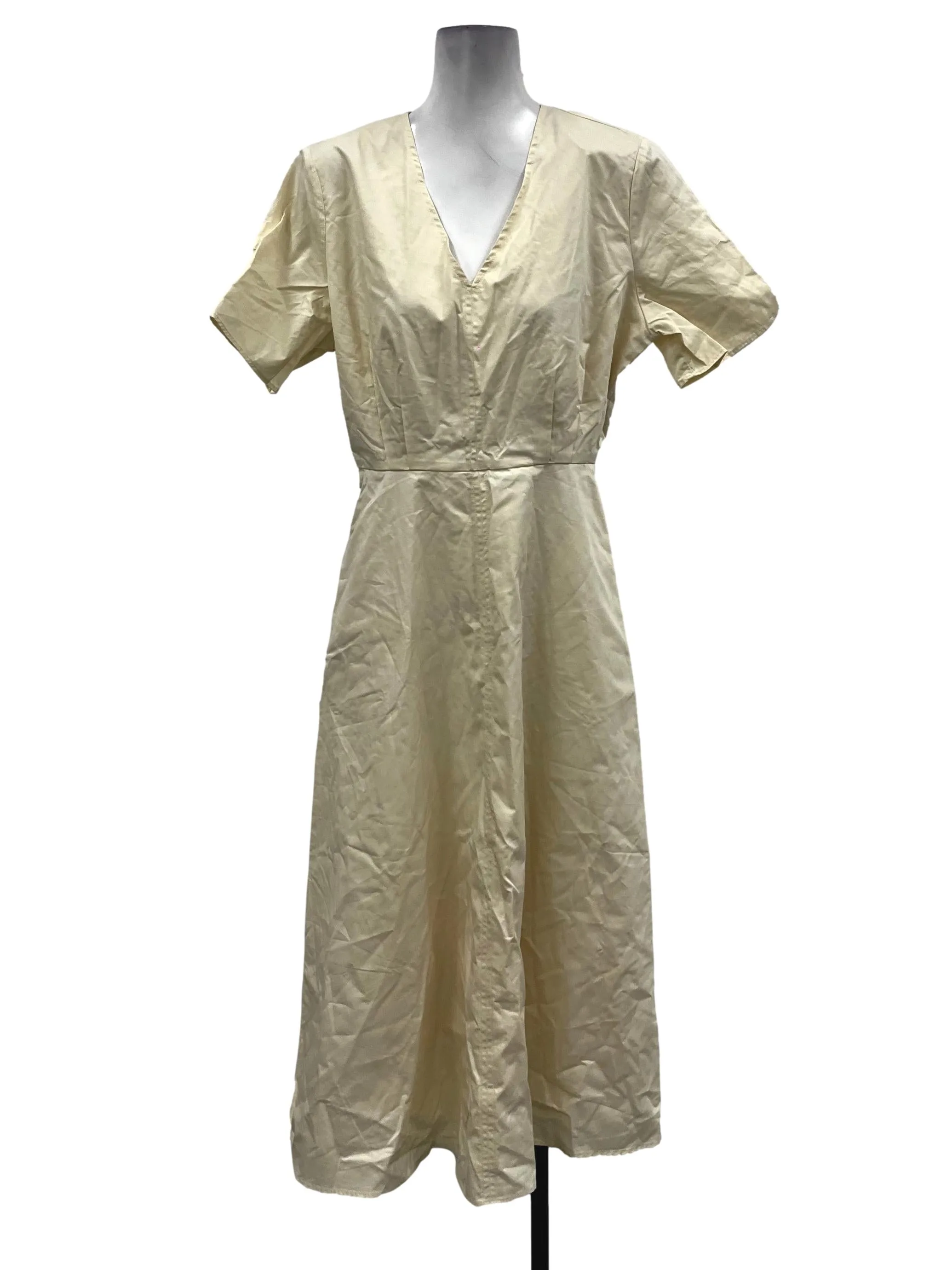Pale Yellow V-Neck Dress OSN