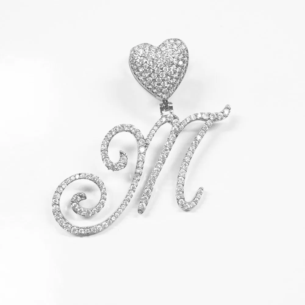 Paris Icy Classic Letter Initial Heart Necklace