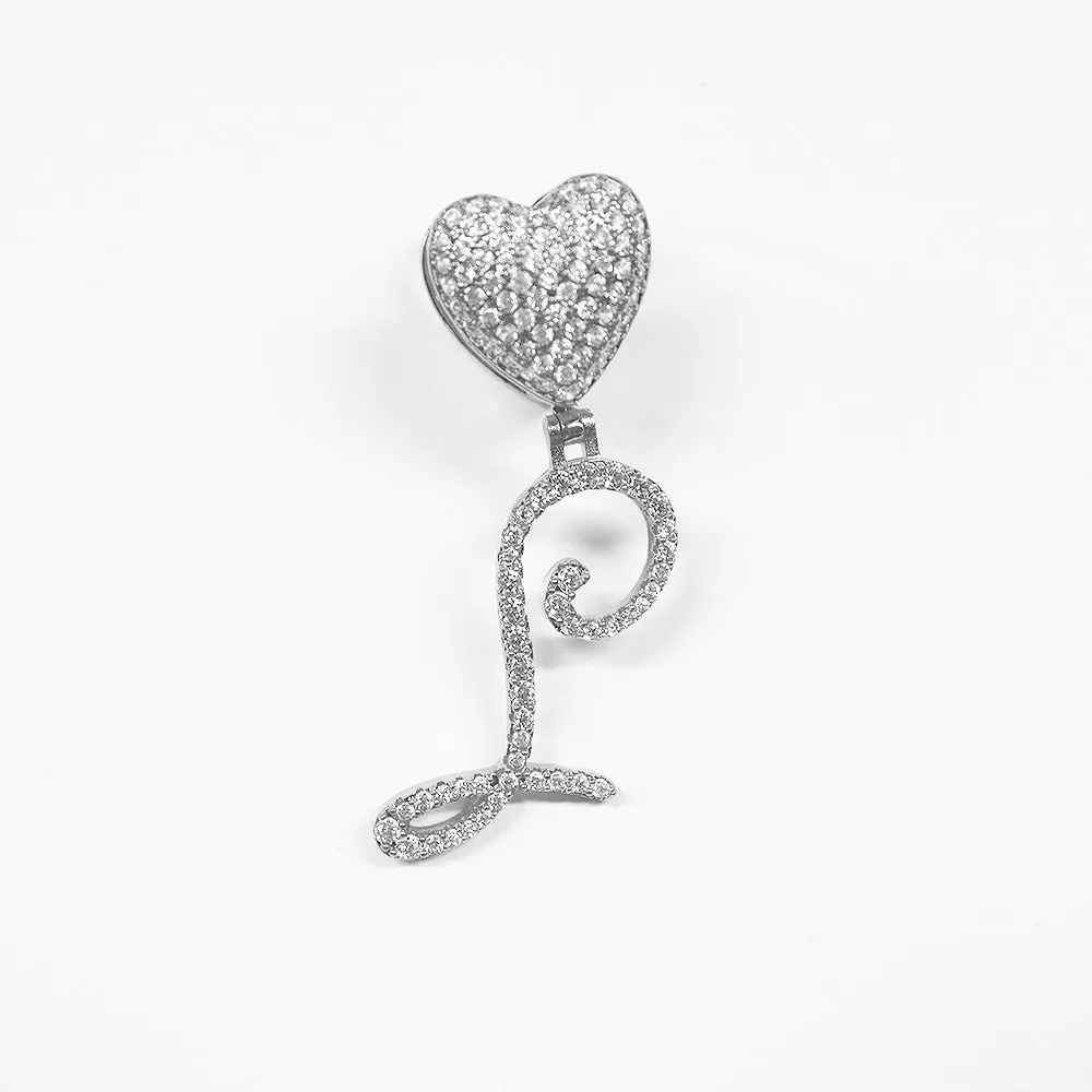 Paris Icy Classic Letter Initial Heart Necklace
