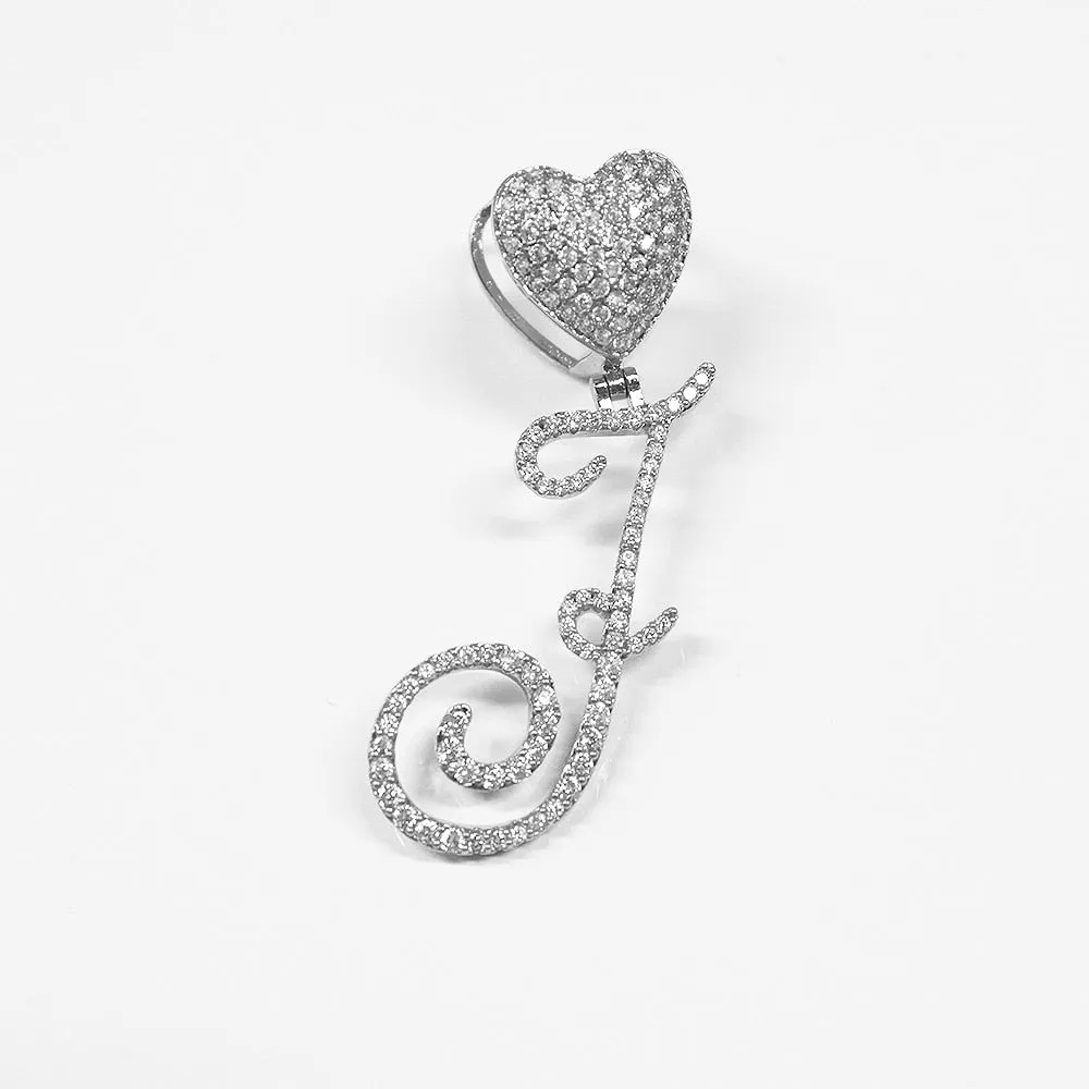 Paris Icy Classic Letter Initial Heart Necklace