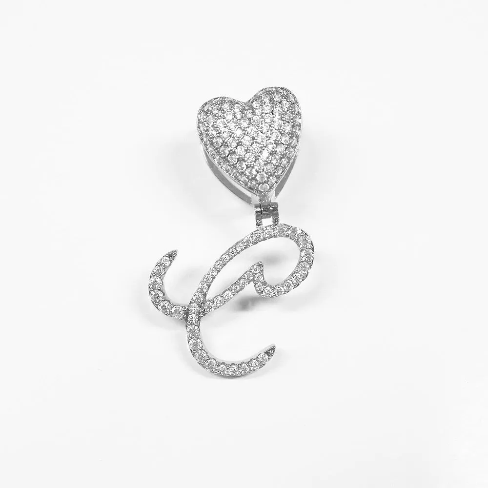 Paris Icy Classic Letter Initial Heart Necklace